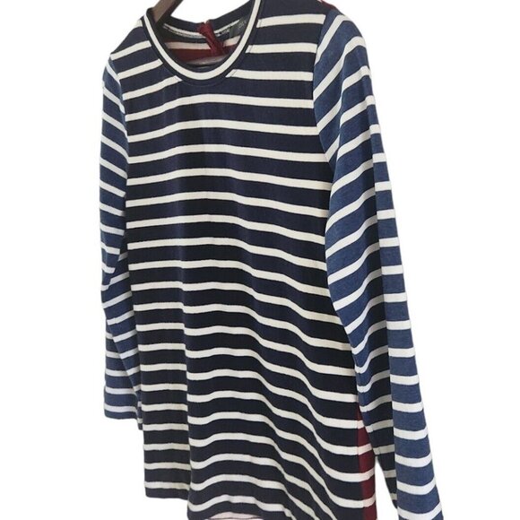 J Crew Mixed Stripe Blue Red 3/4 Sleeve Zipper Back Size Small Womens - Picture 4 of 6